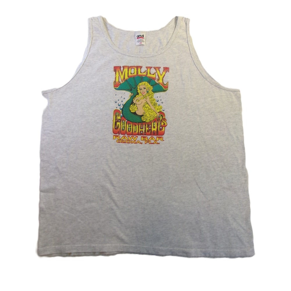 Anvil Molly‎ Goodheads Raw Bar Ozona FL Mermaid Tank Top Mens 2XL Grey Heather
